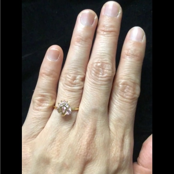 Women Gold Plated Pink Stone Heart Necklace Bracelet Ring Set Jewelry. - Picture 3 of 7